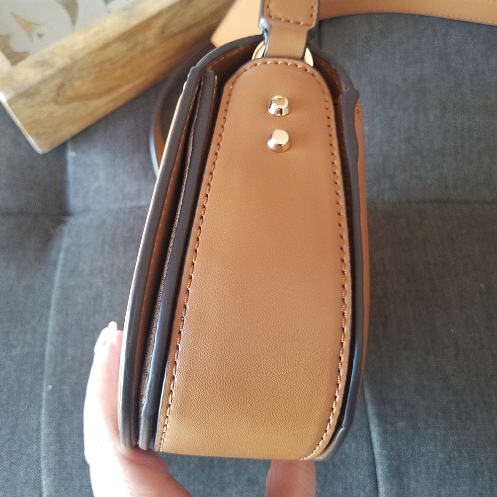 AUTHENTIC Michael Kors Lucie Leather Trim Small Logo Crossbody Bag NEW - Picture 14 of 16